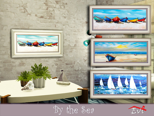Sims 4 By the sea summer themed paintings by evi at TSR