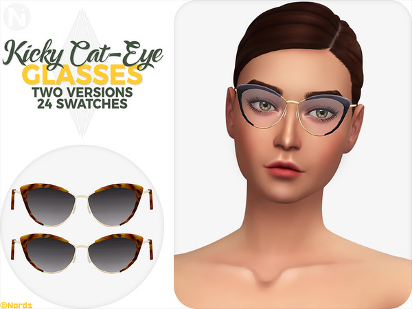 Sims 4 Kicky Cat Eye Glasses by Nords at TSR