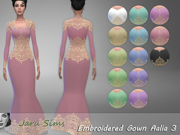 Sims 4 Embroidered Gown Aalia 3 by Jaru Sims at TSR