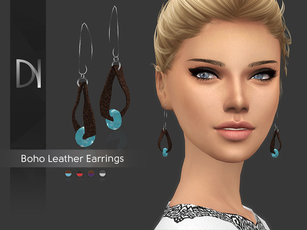 Sims 4 Boho Leather Earrings HQ by DarkNighTt at TSR