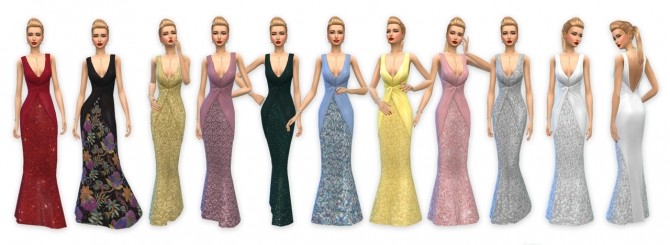 Sims 4 Glamorous sequin gowns at SimPlistic