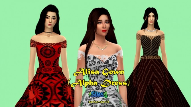 Sims 4 Alisa Gown at Aan Hamdan Simmer93