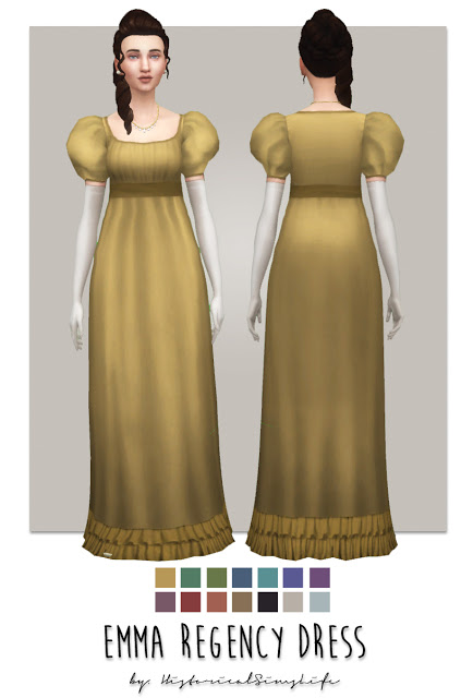 Sims 4 Emma Regency Dress at Historical Sims Life