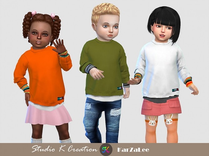 Sims 4 Giruto 66 layered short Sweater for toddler at Studio K Creation