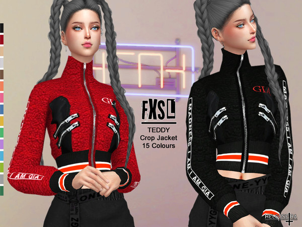 Sims 4 FXSL Teddy Crop Jacket by Helsoseira at TSR