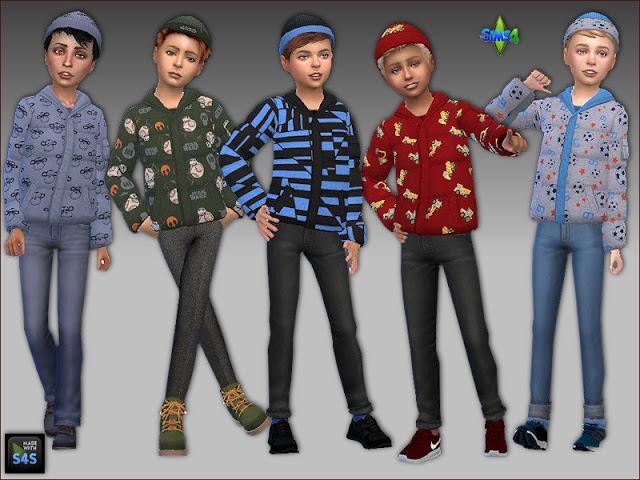 Sims 4 Winter jackets and hats for boys by Mabra at Arte Della Vita