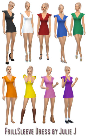 Frill Sleeve Dress at Julietoon – Julie J » Sims 4 Updates