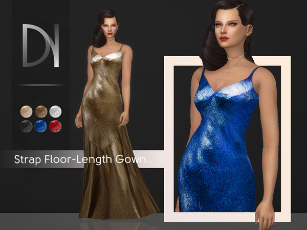 Sims 4 Strap Floor Length Gown by DarkNighTt at TSR
