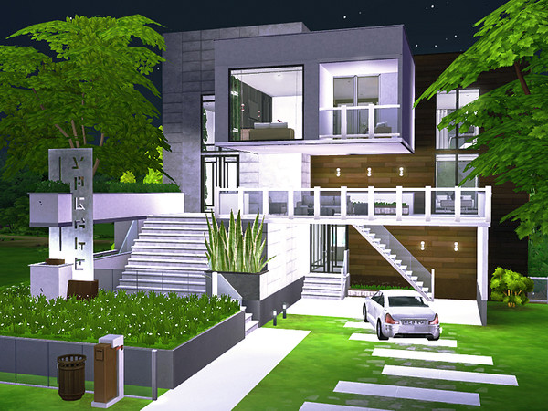 Sims 4 Orval modern house by Rirann at TSR