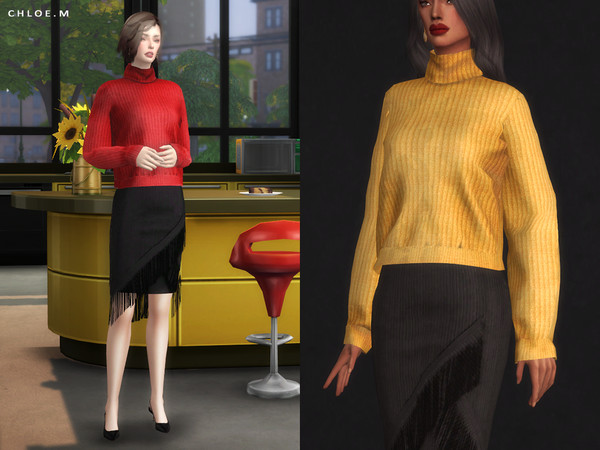 Sims 4 Sweater pure color by ChloeMMM at TSR