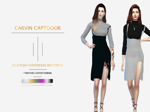 Sims 4 Stylish suspenders belt Dress by carvin captoor at TSR