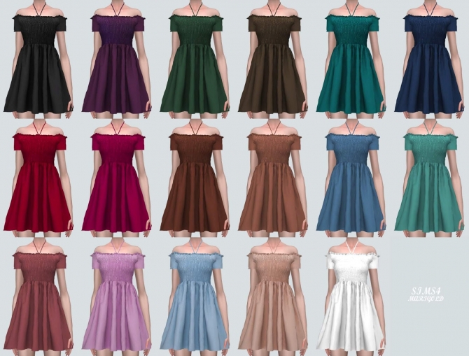Smoke Band Off-Shoulder Dress at Marigold » Sims 4 Updates