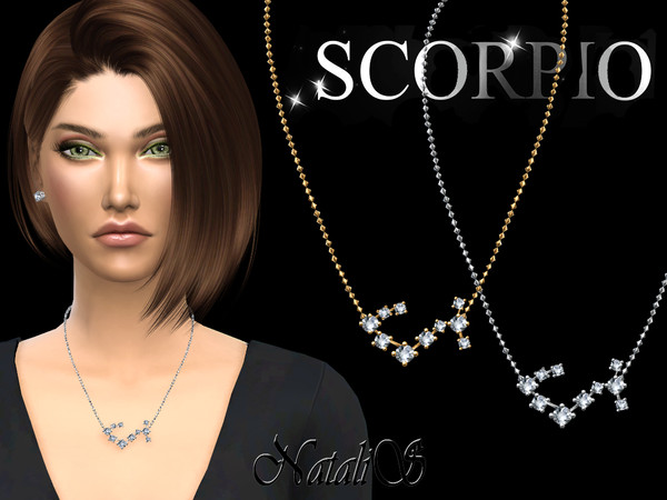 Sims 4 Scorpio zodiac necklace by NataliS at TSR