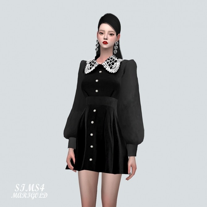 Sims 4 Retro Collar Dress at Marigold