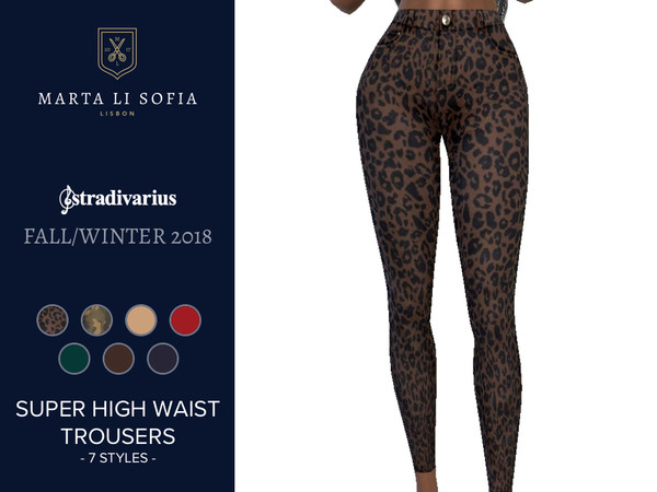 Sims 4 Colored Super High Waist Trousers by martalisofia at TSR