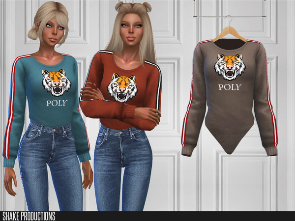Sims 4 216 Bodysuit with print details by ShakeProductions at TSR