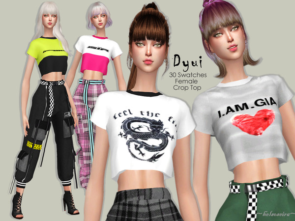 Sims 4 DYUI Casual Crop Top by Helsoseira at TSR
