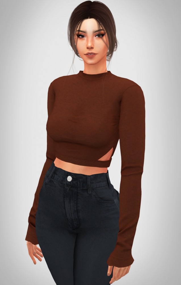 Sims 4 Cut Out Long Sleeve at Elliesimple