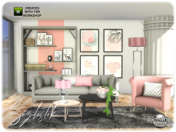 Sims 4 Sezlestek living room by jomsims at TSR
