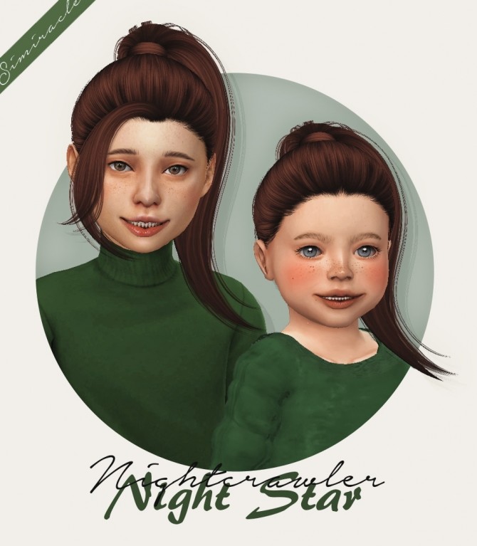 Sims 4 Nightcrawler Night Star 2IN1 hair for kids and toddlers at Simiracle