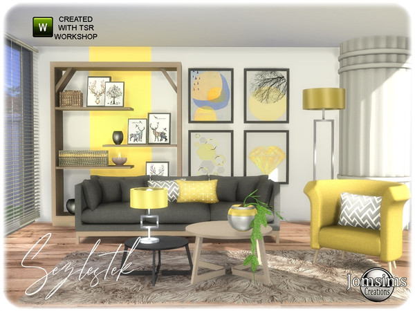 Sims 4 Sezlestek living room by jomsims at TSR