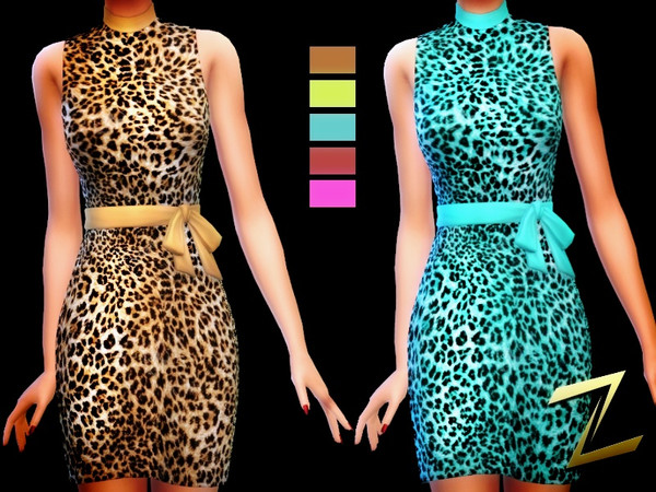 Sims 4 Leopard dress 5 ways by ZitaRossouw at TSR