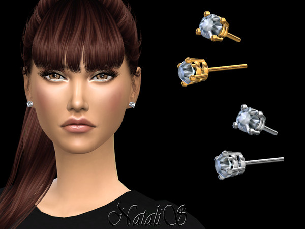Sims 4 4 prong basket stud earrings NataliS at TSR