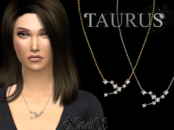 Sims 4 Taurus zodiac necklace by NataliS at TSR