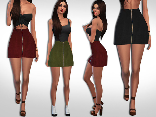 Sims 4 Front Zip Mini Skirt by Saliwa at TSR