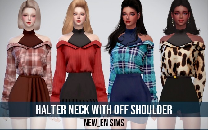 Sims 4 Halter Neck With Off Shoulder at NEWEN
