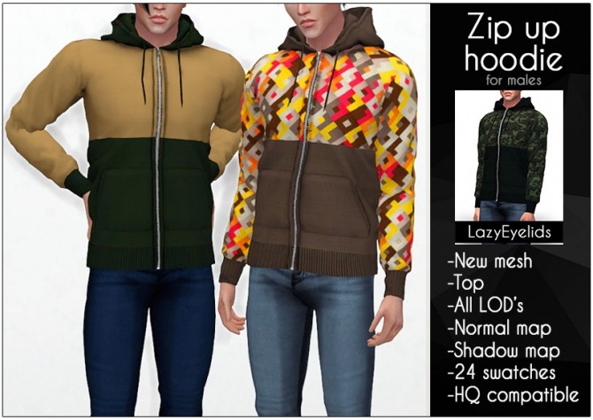 Sims 4 Zip up hoodie at LazyEyelids