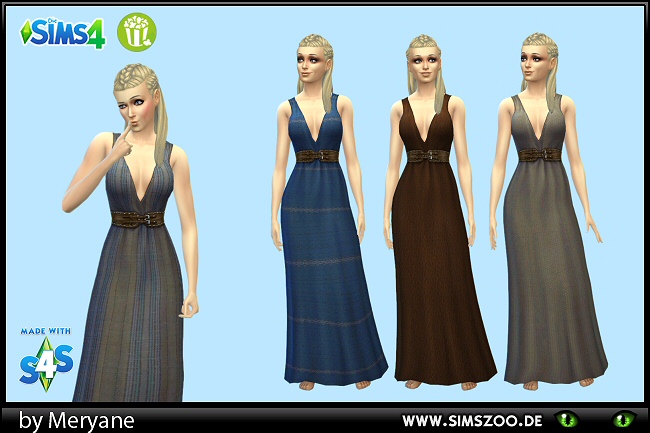 Sims 4 Long dress by Meryane at Blacky’s Sims Zoo