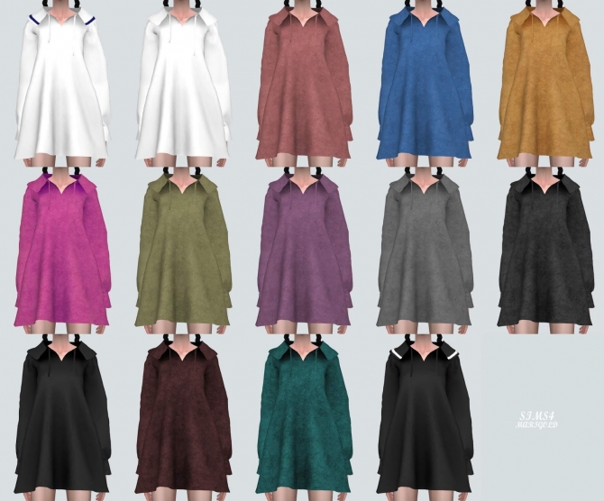 Open Collar Mini dress at Marigold » Sims 4 Updates