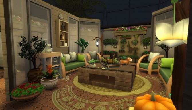 Sims 4 Cozy Glass Green House (no CC) by PinkyDude at Mod The Sims