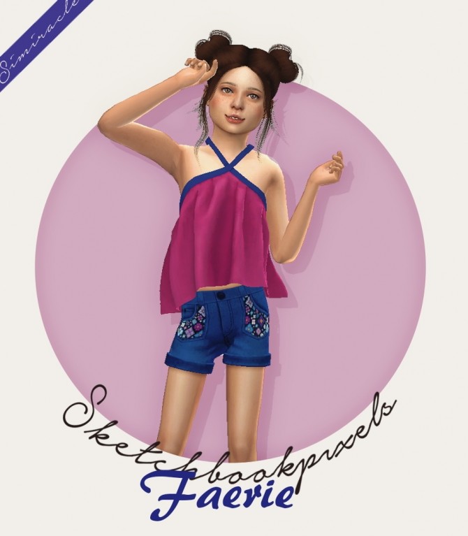 Sims 4 Sketchbookpixels Faerie 3T4 cross over ruffled top for girls at Simiracle