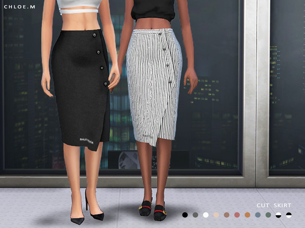 Sims 4 Cut Skirt by ChloeMMM at TSR