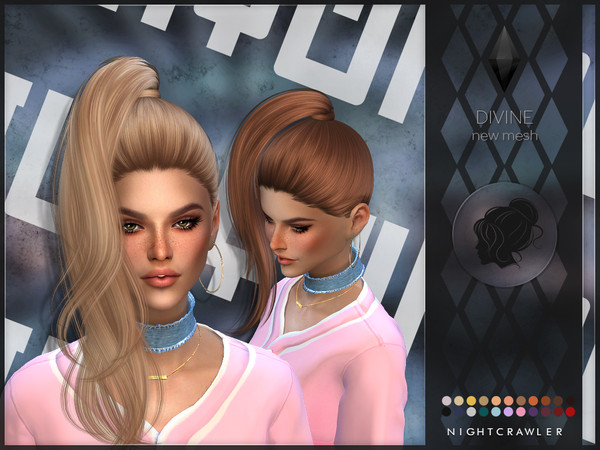 Sims 4 Divine hair by Nightcrawler Sims at TSR