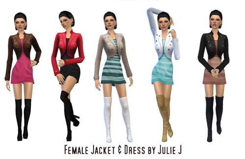Sims 4 Female Jacket & Dress at Julietoon – Julie J
