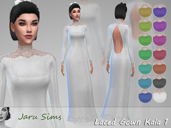 Sims 4 Laced Gown Kaia by Jaru Sims at TSR