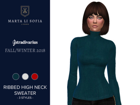 Ribbed High Neck Sweater by martalisofia at TSR