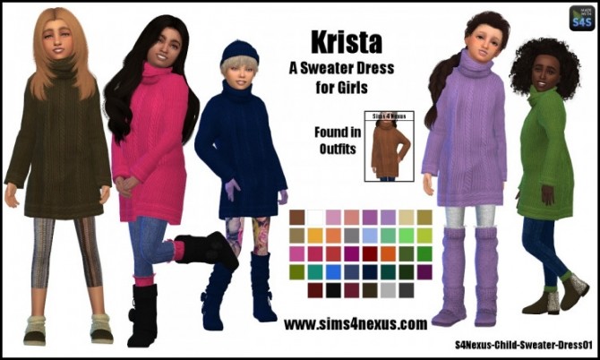 Sims 4 Krista sweater dress for girls by SamanthaGump at Sims 4 Nexus