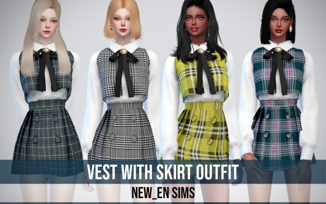 Sims 4 Vest with Skirt Outfit at NEWEN