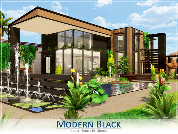Sims 4 Modern Black house by Lhonna at TSR