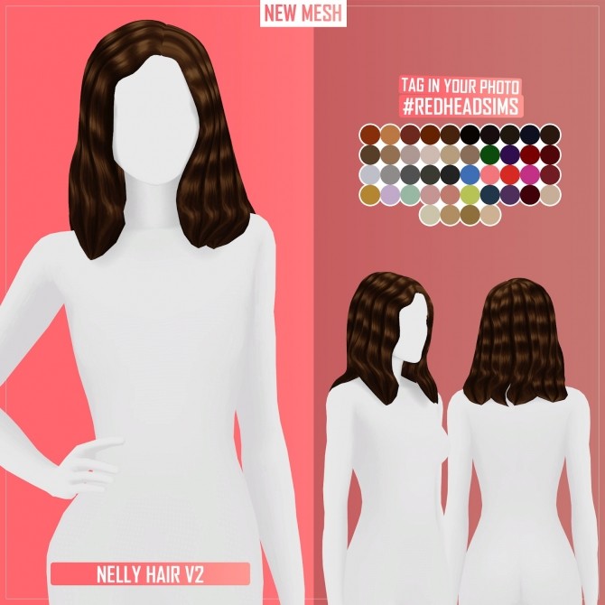 Sims 4 NELLY HAIR V2 by Thiago Mitchell at REDHEADSIMS
