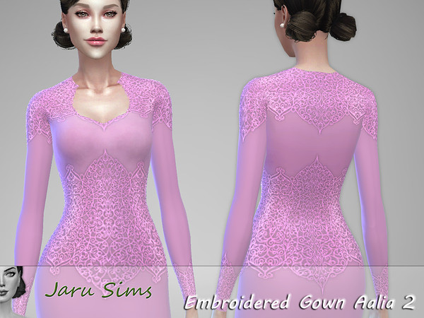 Sims 4 Embroidered Gown Aalia 2 by Jaru Sims at TSR