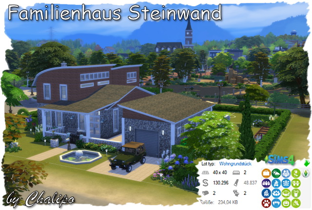 Sims 4 Stone wall family house by Chalipo at All 4 Sims