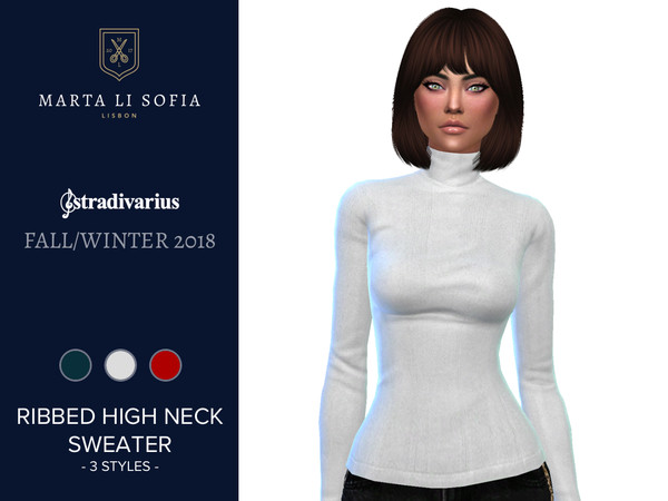 Sims 4 Ribbed High Neck Sweater by martalisofia at TSR