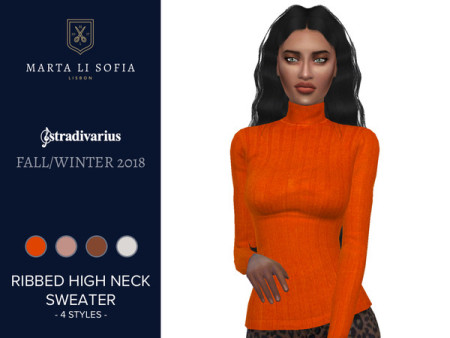 Ribbed Long Sleeve High Neck Sweater by martalisofia at TSR