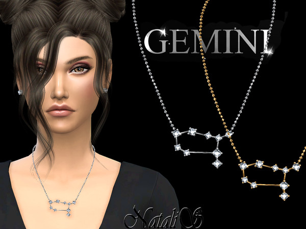 Sims 4 Gemini zodiac necklace by NataliS at TSR