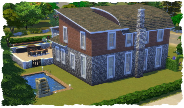 Sims 4 Stone wall family house by Chalipo at All 4 Sims